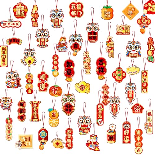 76Pcs 2026 Year of the Horse Chinese New Year Decorations | Red & Gold Chinese Knot Pendants, Feng Shui Hanging Ornaments for Home, Office, Car & Christmas Tree | Lunar New Year Spring Festival Prospe