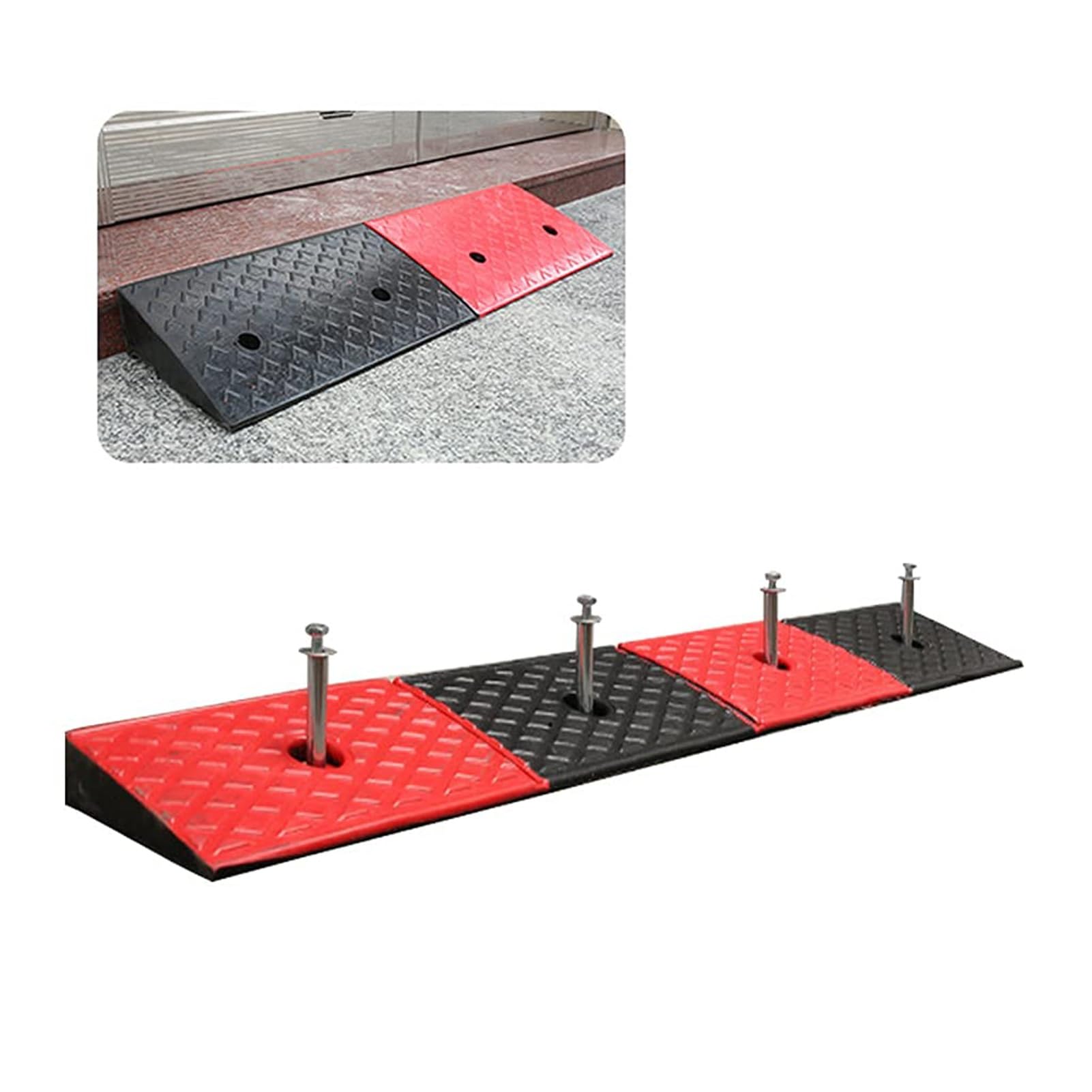 Rubber Curb Ramp Car Ramp Wheelchair Ramp Threshold Ramp Step Ramp Entrance Ramp Driveway Ramp, for Tires, Cars, Lawn Mowers, Loading Docks, Wheelchairs(98x15x3cm)