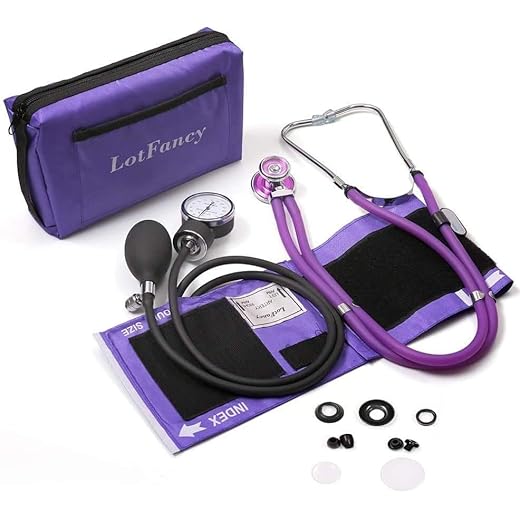 LotFancy Tensiómetro Manual con Estetoscopio, Manguito de Presión Arterial Manual para Servicios de Urgencias, Médicos y Consultorios Médicos (aprox. 25 cm - 40 cm)