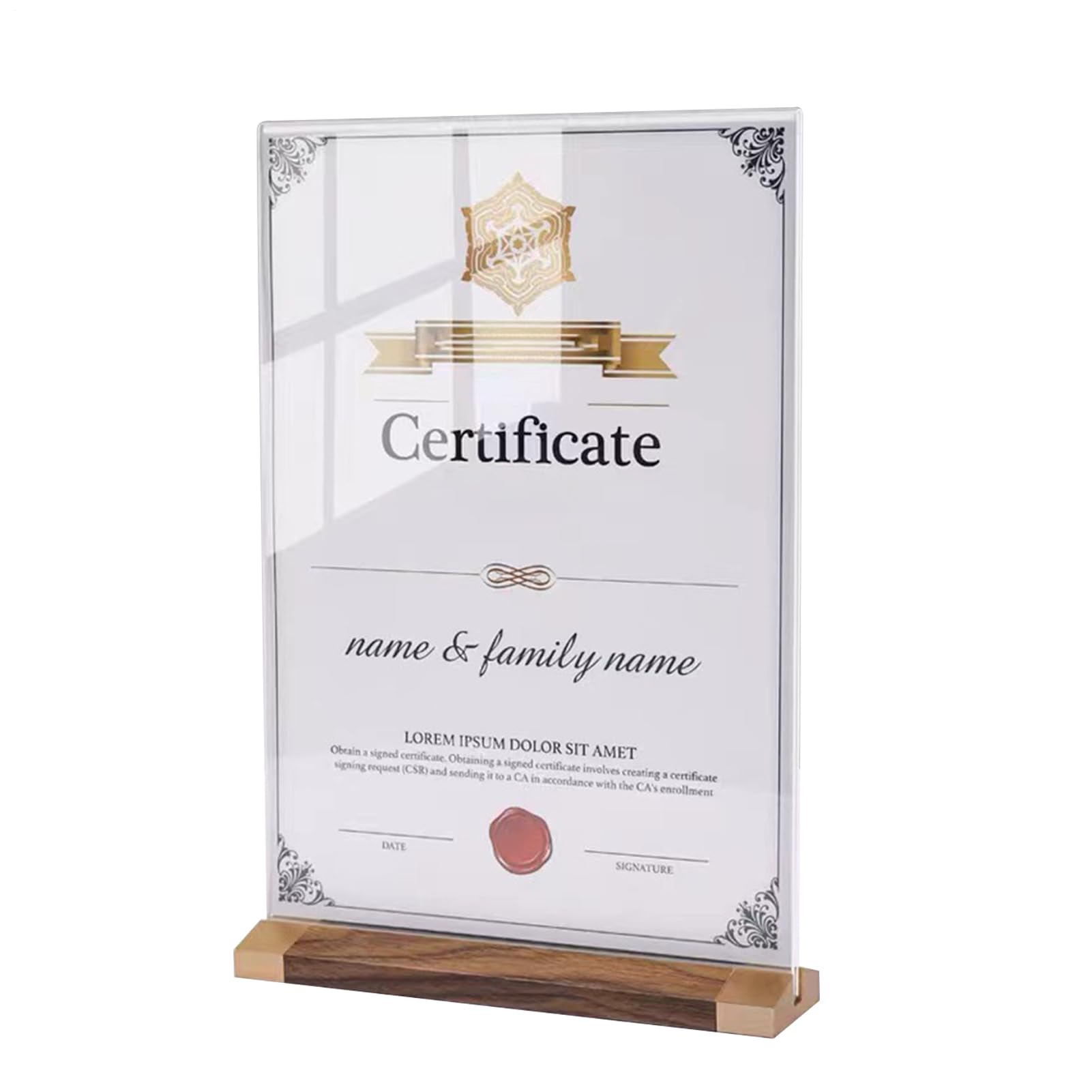 Ensemble de corniches - Cadre en bois décoratif rustique | Acrylique transparent avec base solide, support moderne pour photos souvenirs, certificats, récompenses, exposition de volants Bureau de