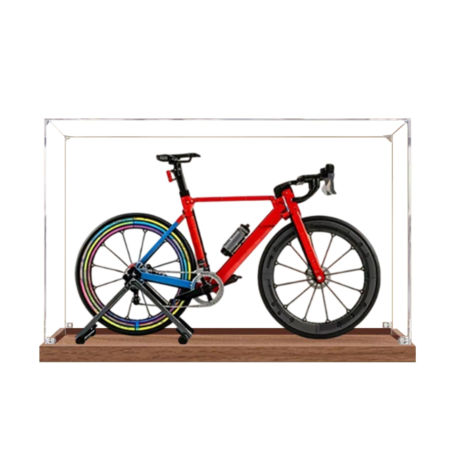 Acrylic Display Case for Lego 11380 Road bike Building Set, Dustproof Transparent Box - Only Display Case, Display Box Compatible with Lego 10380 (Base B (2mm))