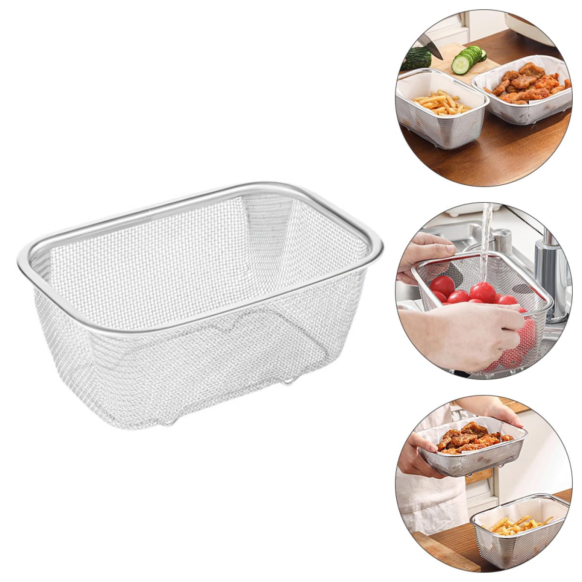 jojofuny Edelstahl Frittierkorb für Zuhause und Riegel Mehrzweck Siebkorb zum Frittieren von Pommes und Hähnchen Leicht zu Verstauen und Langlebig