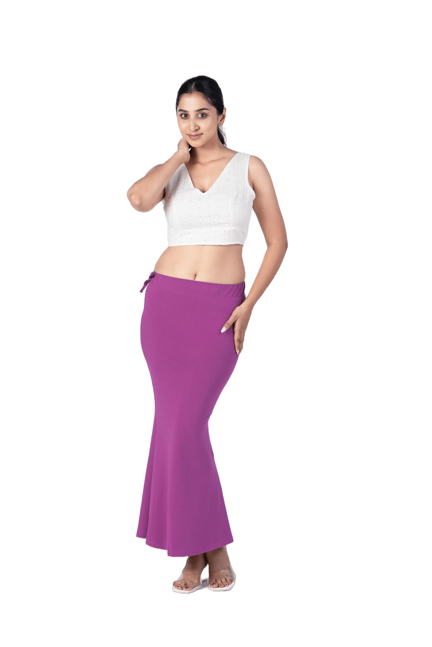 PureFlow Violet Saree Shapewear | Targeted Thigh Slimmer | Seamless Silhouette Undergarment | Cotton Elastane Blend | Breathable Fit-image-16