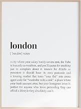 London Definition Print, a humorous dictionary style wall art poster for home decor, ideal for housewarming gifts and holiday rental interiors