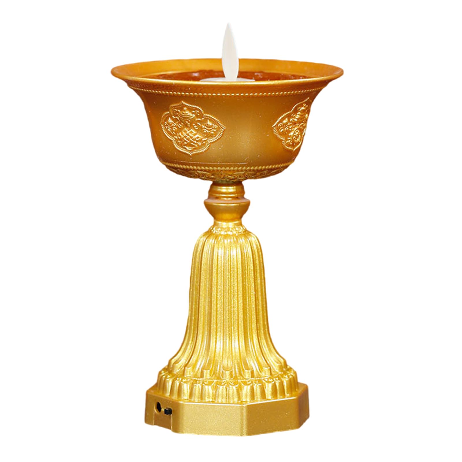 Hsioluted Buddhist LED Prayer Light, Simulated Butter Lamp with Warm Flickering Glowing, USB Charging for Home Religious Home Decoration