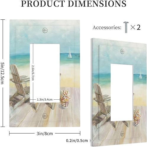 Miniatura 5 de Placa de pared de paisaje marino de playa de 1 cuadrilla, cubierta de interruptor de luz basculante individual, océano azul, placa frontal