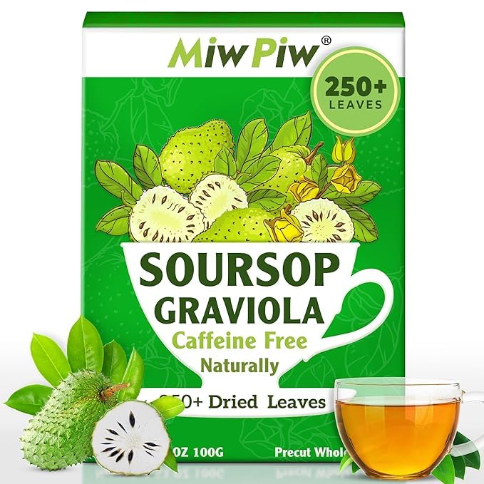 Soursop Graviola Dried Leaves Tea, 250+ Guanabana Leaves, No Gluten, Wildcrafted, Hoja Guanabana, Loose Leaf Herbal Tea, Precut, Relaxing, Good Sleep