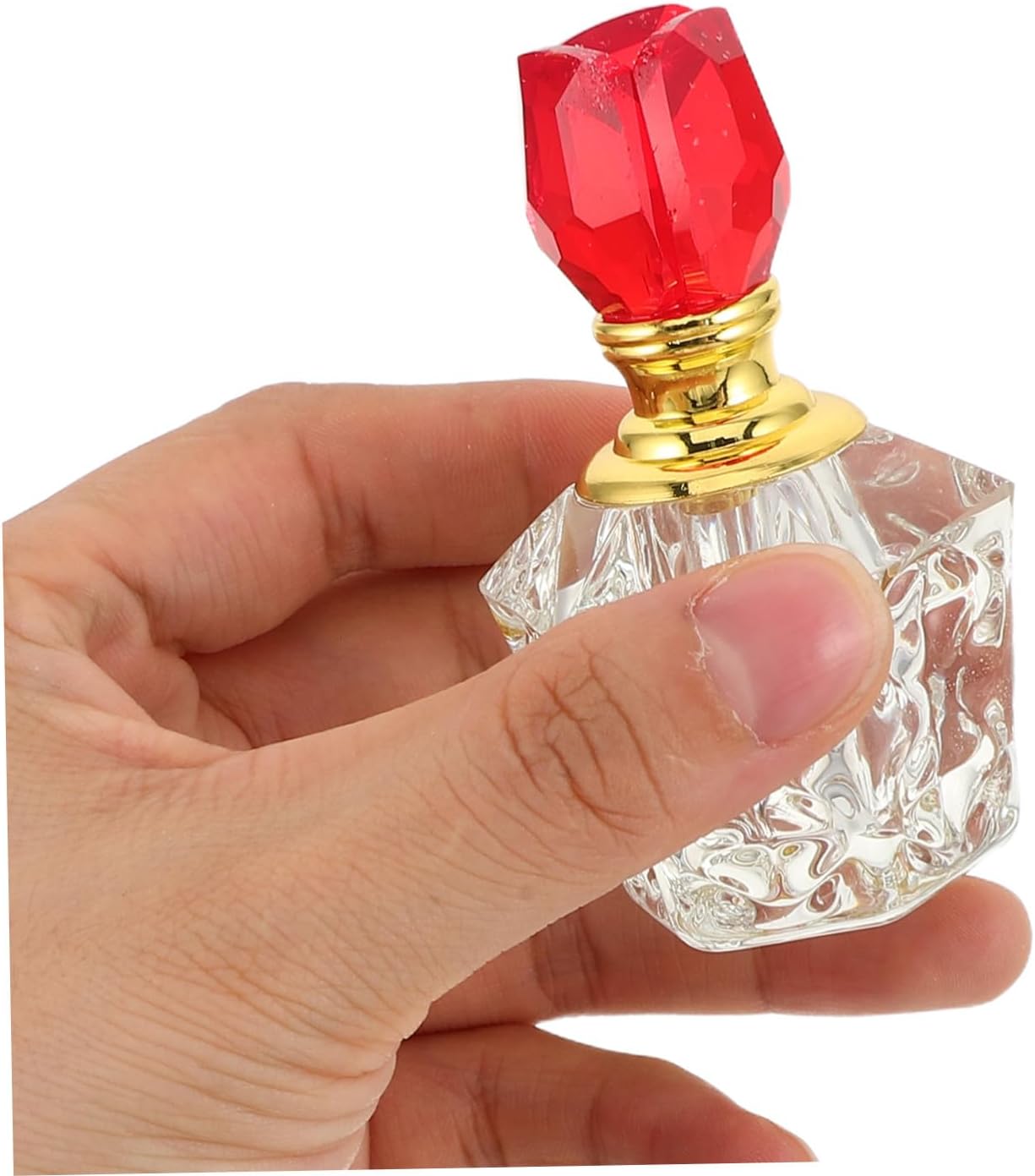 Tofficu Crystal Perfume Bottle 0.17oz Rose Cap Refillable Red Vanity Decor image 4
