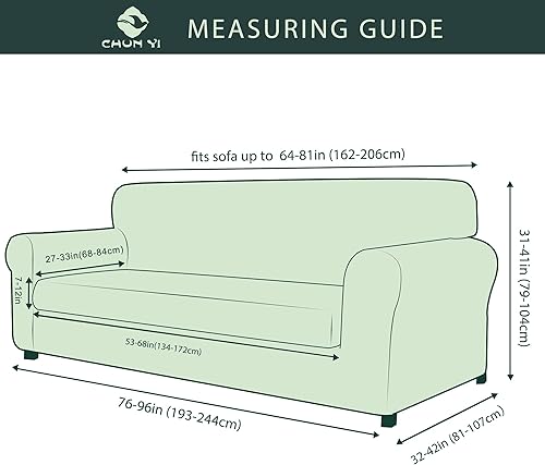 Vista 43 de CHUN YI - Funda elástica para sillón (3 piezas), funda para sofá de 1 plaza con un respaldo y cojín separado con banda elástica, tela jacquard