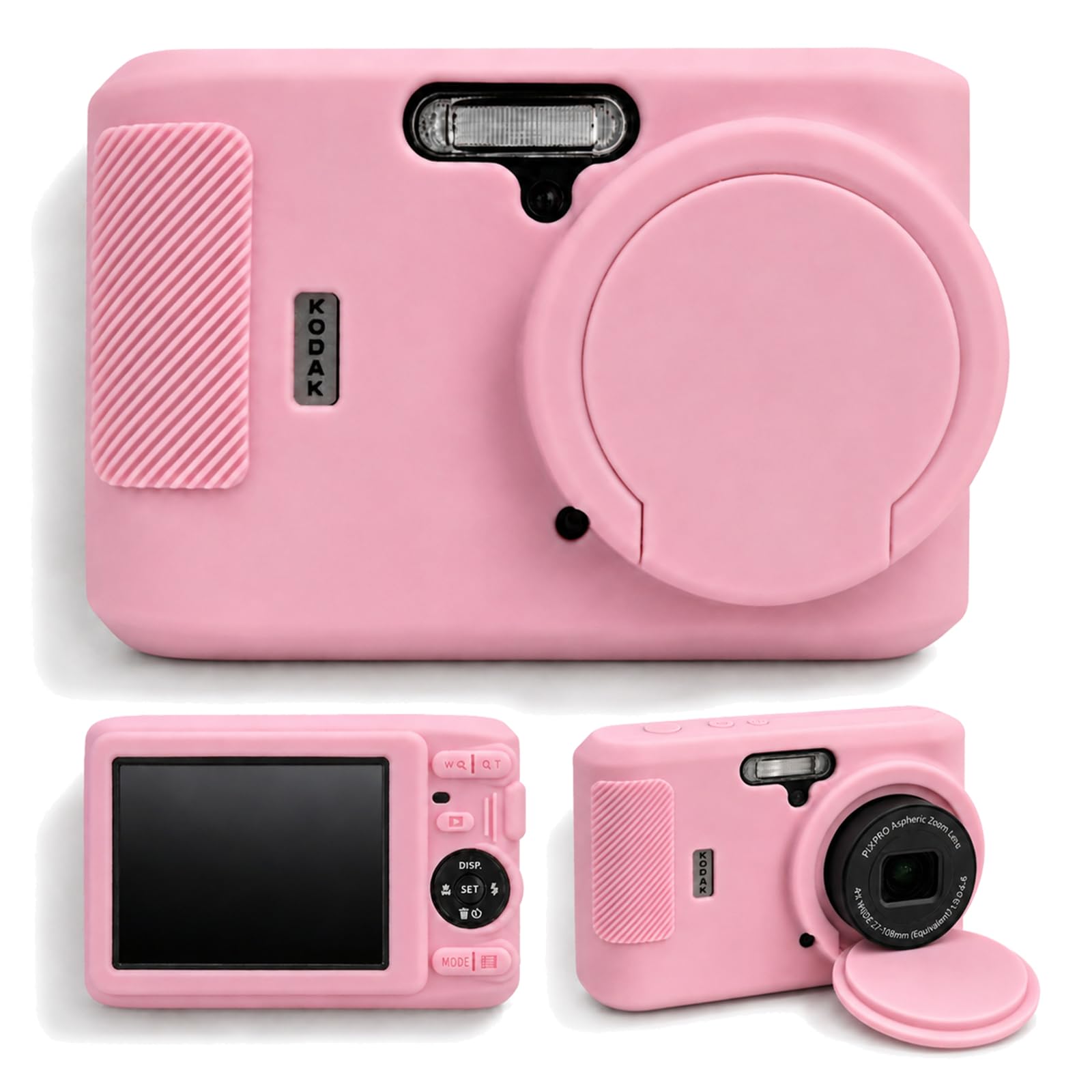 XANAD Silicone Camera Case Compatible with Kodak PIXPRO FZ45 16MP Compact Point & Shoot Digital Camera, Anti-scratch and Anti-slip Soft Silicone Cover with Detachable Lens Cover for Kodak FZ45, Pink