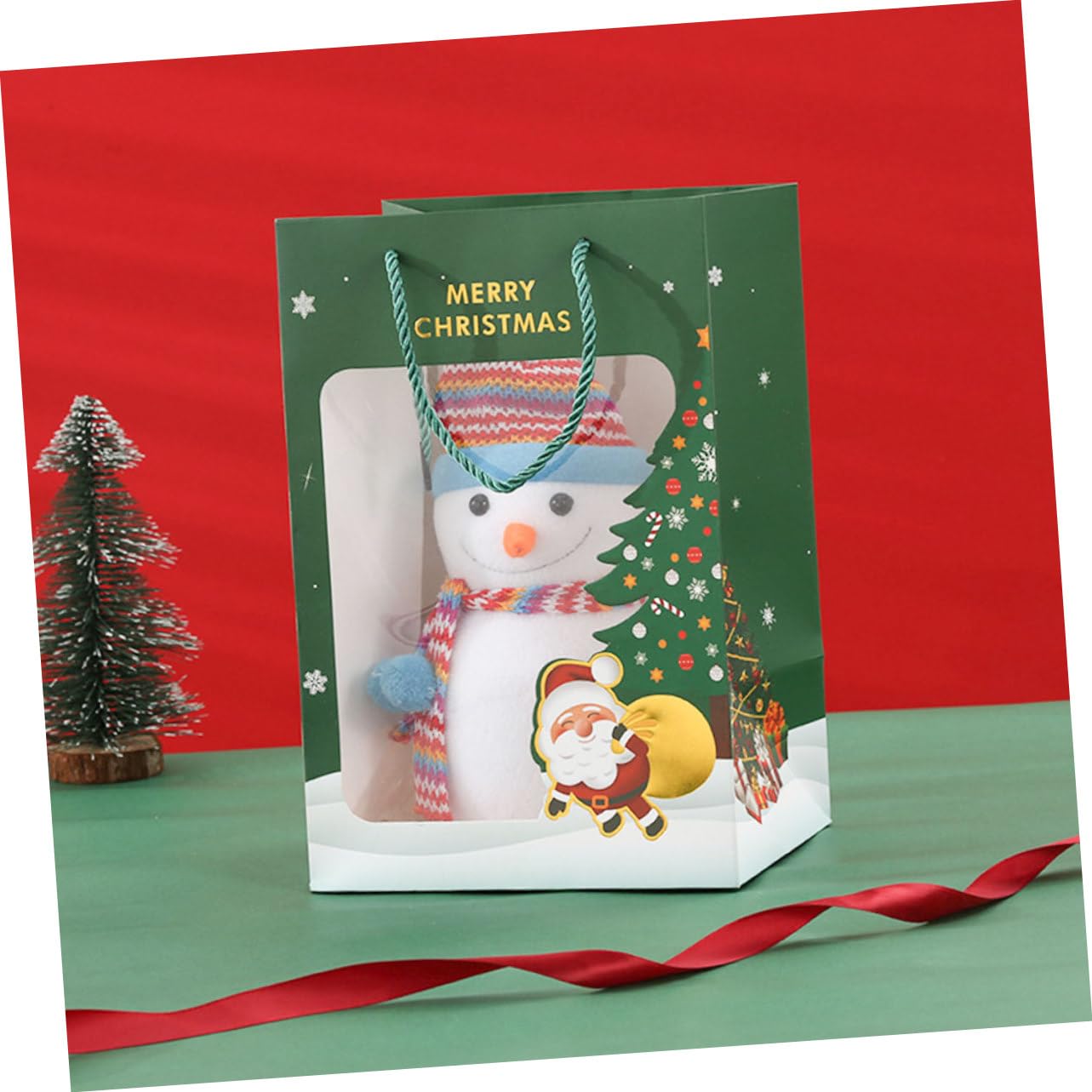 Beavorty 6 Pz Borsa natalizia il sacchetti borse rosse confezioni natalizie confezioni natale contenitori di caramelle natalizie sacchetto di natale di carta