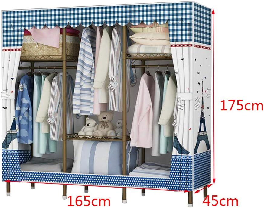 Cloth Wardrobe Clothes Closet, Portable Closet Wardrobe Storage Closet Standing Closet Fabric Cabinet Portable Wardrobe,F_165*45 * 175CM