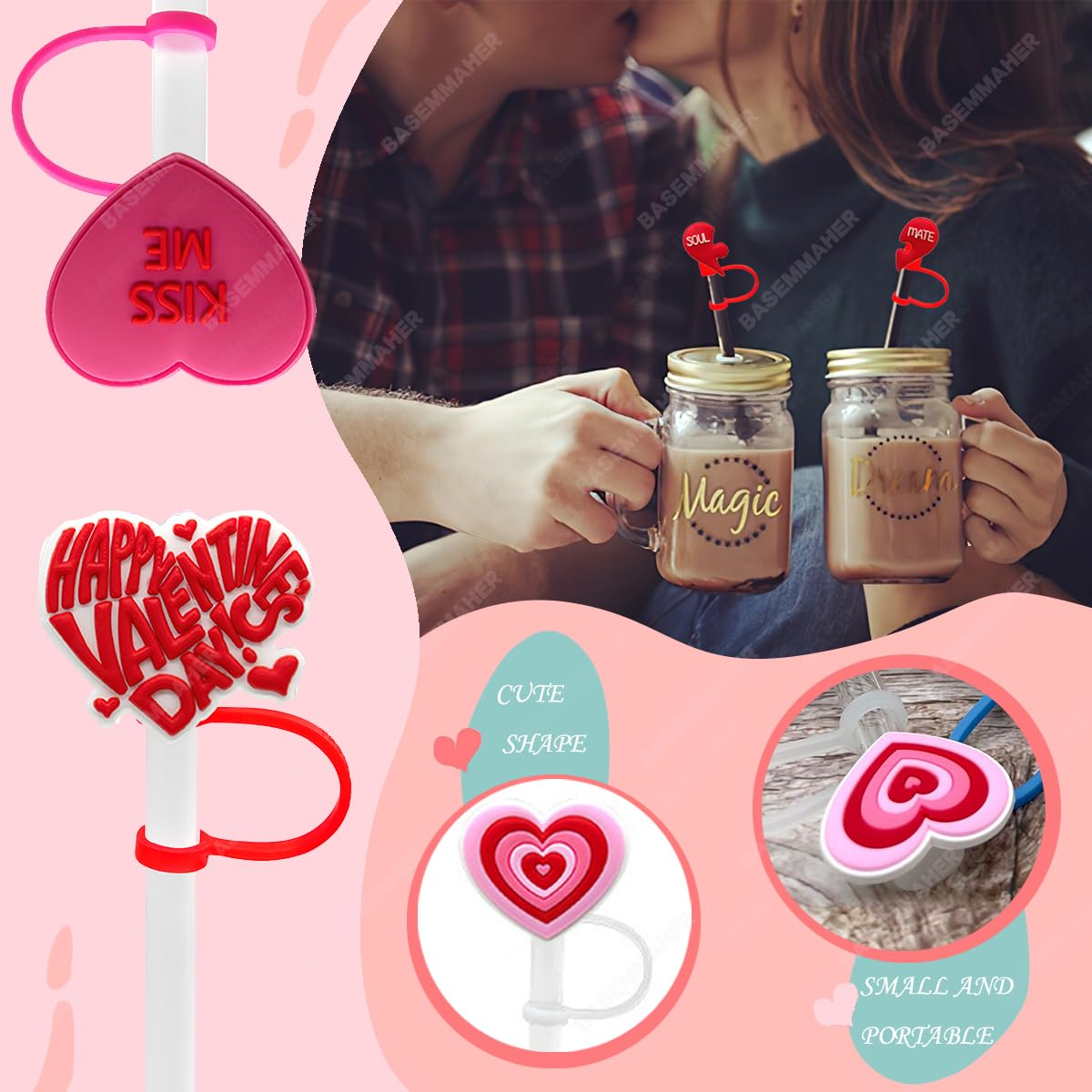 Lot 20 Pailles Rose 20 Pailles Réutilisables Enterrement Vie Jeune Fille - Accessoire Fête Fantaisie Cocktail Team Bride