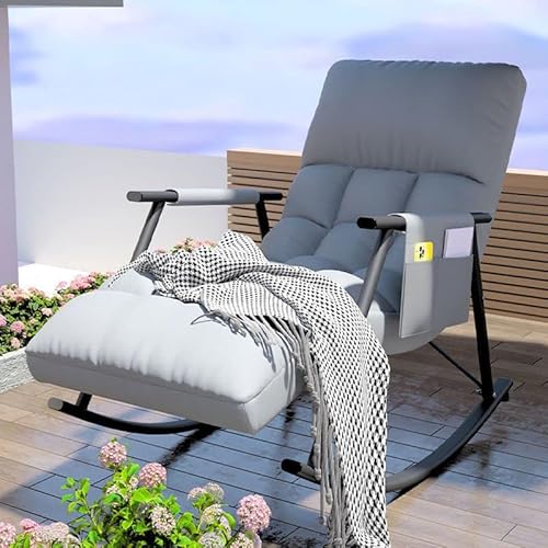 Craftthink Rocking Chair, Upholstered Glider Chair Nursery Button-Tufted Accent Chairs Armchair With High Back Design For Living Room Bedroom Offices, Gray Gold-Leg #TOP3