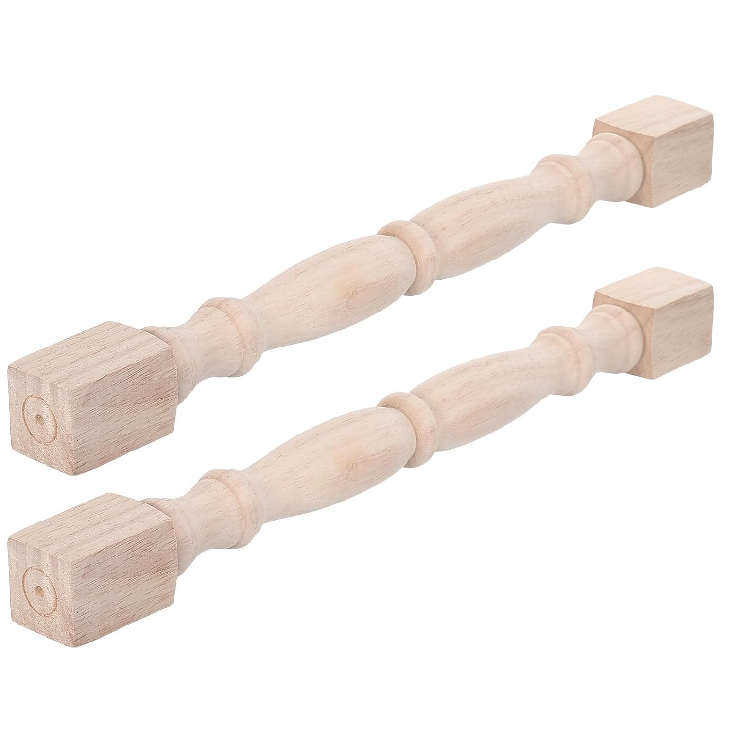 2pcs Wooden Stair Posts Unfinished Baluster Spindles for Staircase and Deck Railing, Khaki Wood Material with Smooth Surface, Sturdy Support for Home Improvement Projects