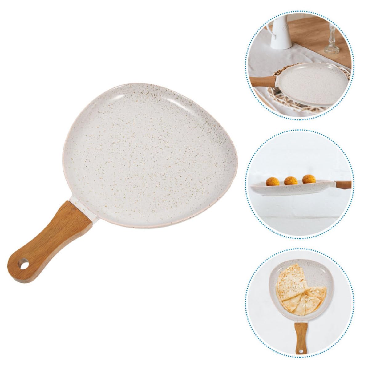 ULTECHNOVO Keramikteller mit Holzgriff, Dekorativer Crêpe Teller für Feiern | Ofenfest und Mikrowellengeeignet, Anti Scalding Griff, Ergonomische Form, für Persönliche Partys und Feiermomente