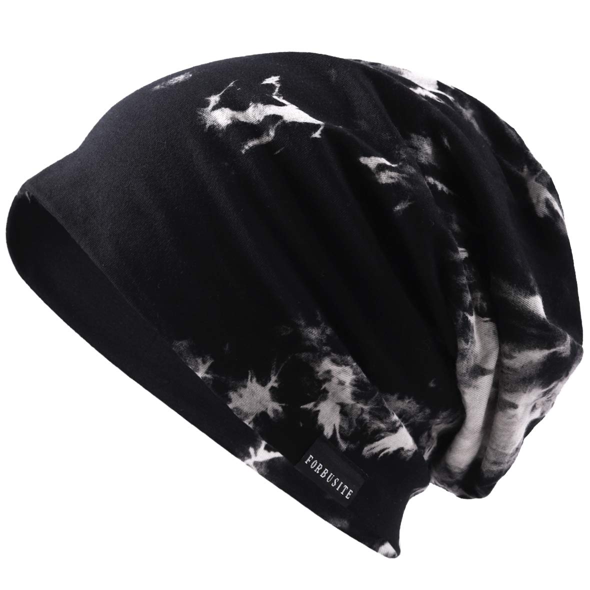 Vecry Men's Ink-Black Slouch Hollow Beanie Thin Summer Cap Skullcap (Ink-Black)
