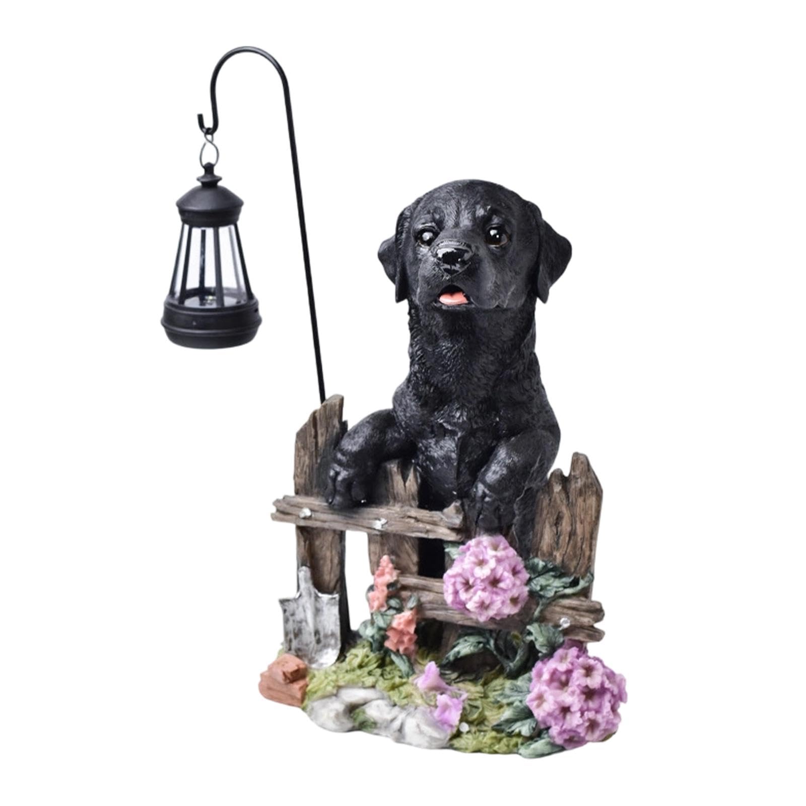 NRGQAXM Dog Statues Outdoor, Dog Solar Lights Outdoor Large Garden Statue with Lanterns-Solar Gardens Statues Figurine Lights Resin Sculpture for Front Yard Decorations Patio Porch Decor
