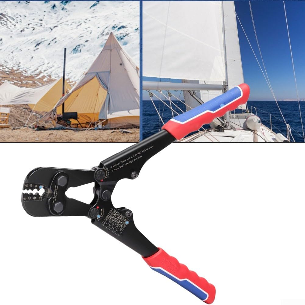 Pinza crimpatrice in alluminio, pinza crimpatrice a 8 forme per funi metalliche, manico rotondo in alluminio, attrezzatura da pesca per camper, yacht, attrezzi da esterno