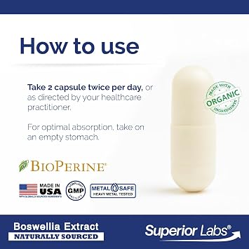 Superior Labs Boswellia Serrata 500mg, 65% Acids, Joint Comfort, 240 Caps