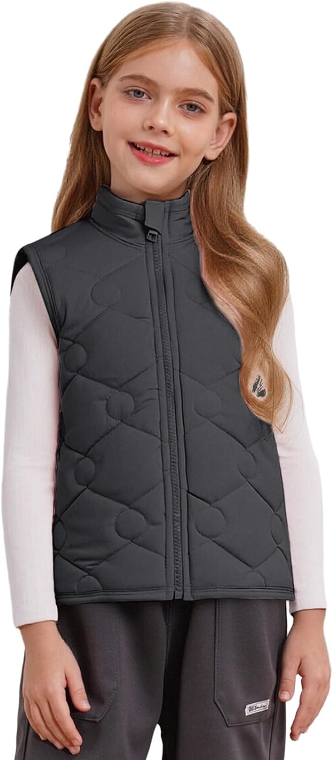 JEYPINMI Toddlers Girls Lightweight Puffer Jacket Warm Padded Vest Thick Outwear Sleeveless Waistcoat Zipper Gilet