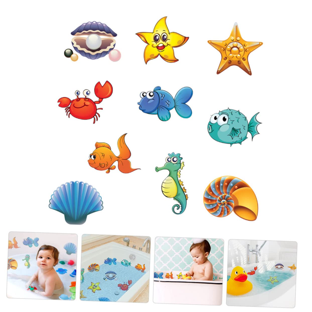 FOMIYES 4juegos Pegatinas Antideslizantes De Animales Marinos para Baño Decoración Infantil para Bañera Fáciles De Pegar y Quitar Diseño Atractivo