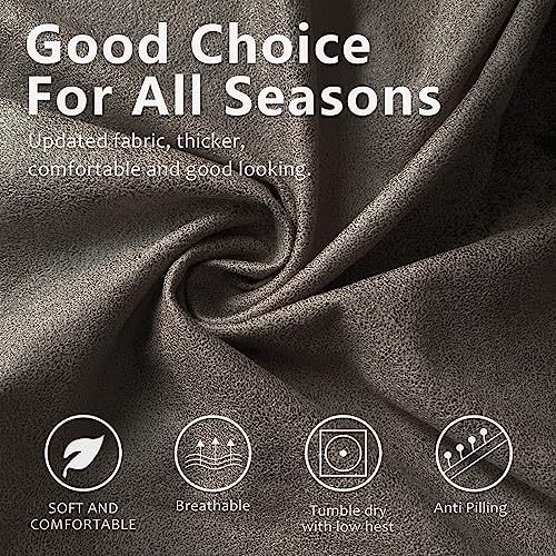 Image of ANARACHON Heavy Duty Recliner Chair Covers Leather Like, 4 Pieces Recliner Cover for Recliner Chair, Soft Sofa Slipcover Furniture Protector Washable Sofa Cover for Pets Kids (Khaki)