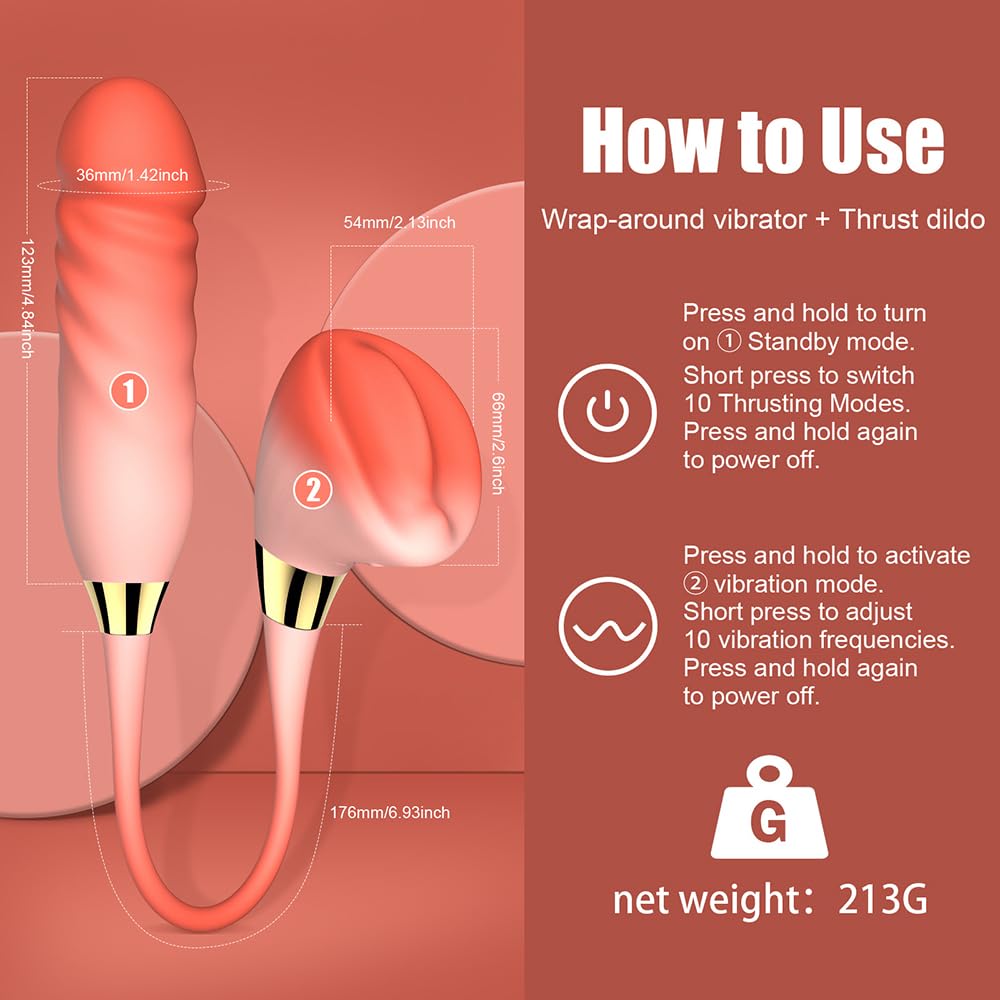 Kuaecr 2in1 Analvibrator mit 10 vibrationsmodi ＆ Stoßfunktion, Vibrierender Ei Vibrator,Prostata Massagegerät Doppelkopf Vibratoren Stimulator,Analdildos Dildo Erotik Sexspielzeug für Männer Frauen