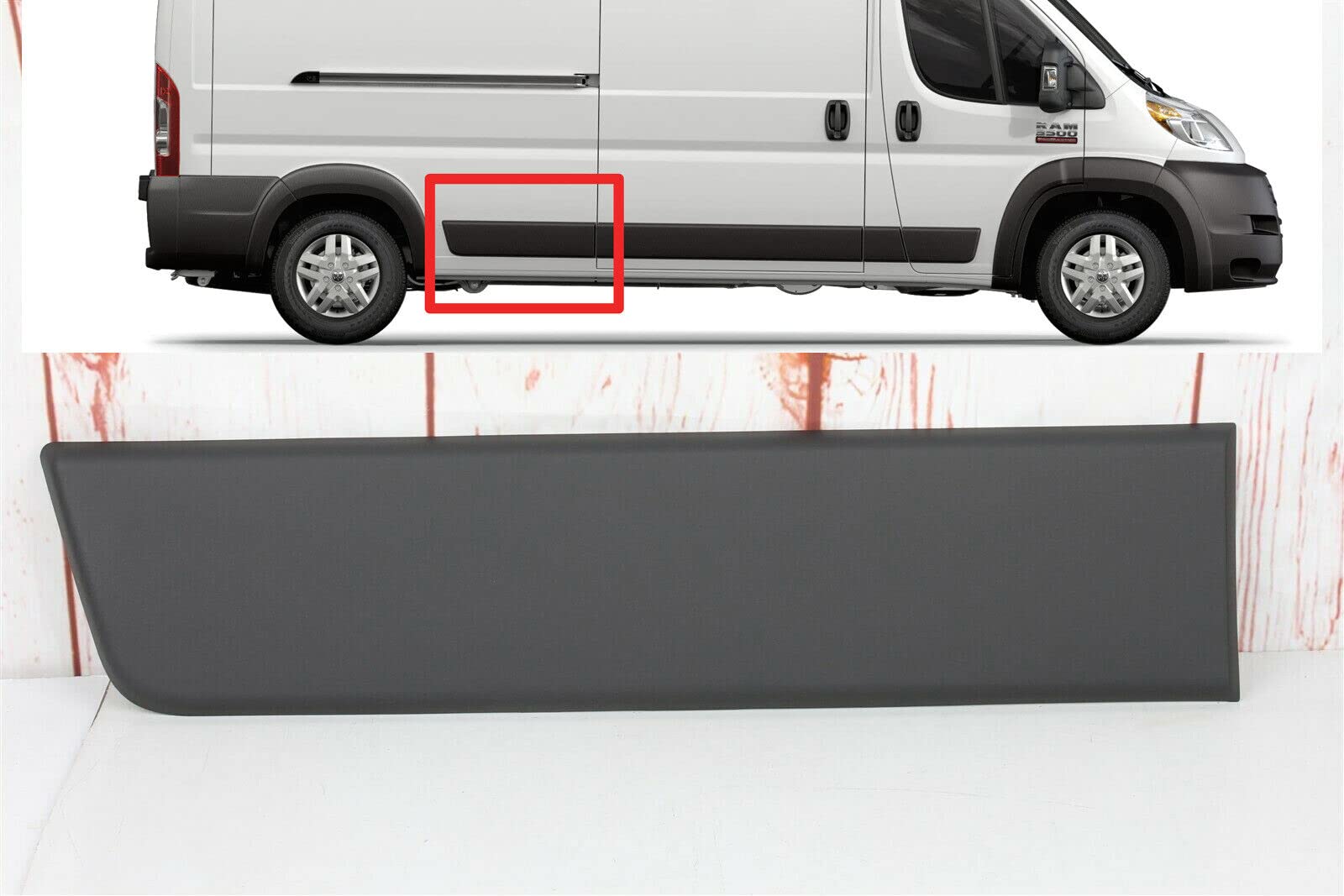 MJD AUTO PARTS for Dodge RAM PROMASTER 2014-2018 Right Passenger Side Trim MOLDING (Rear Quarter Panel (Long Wheel Base))