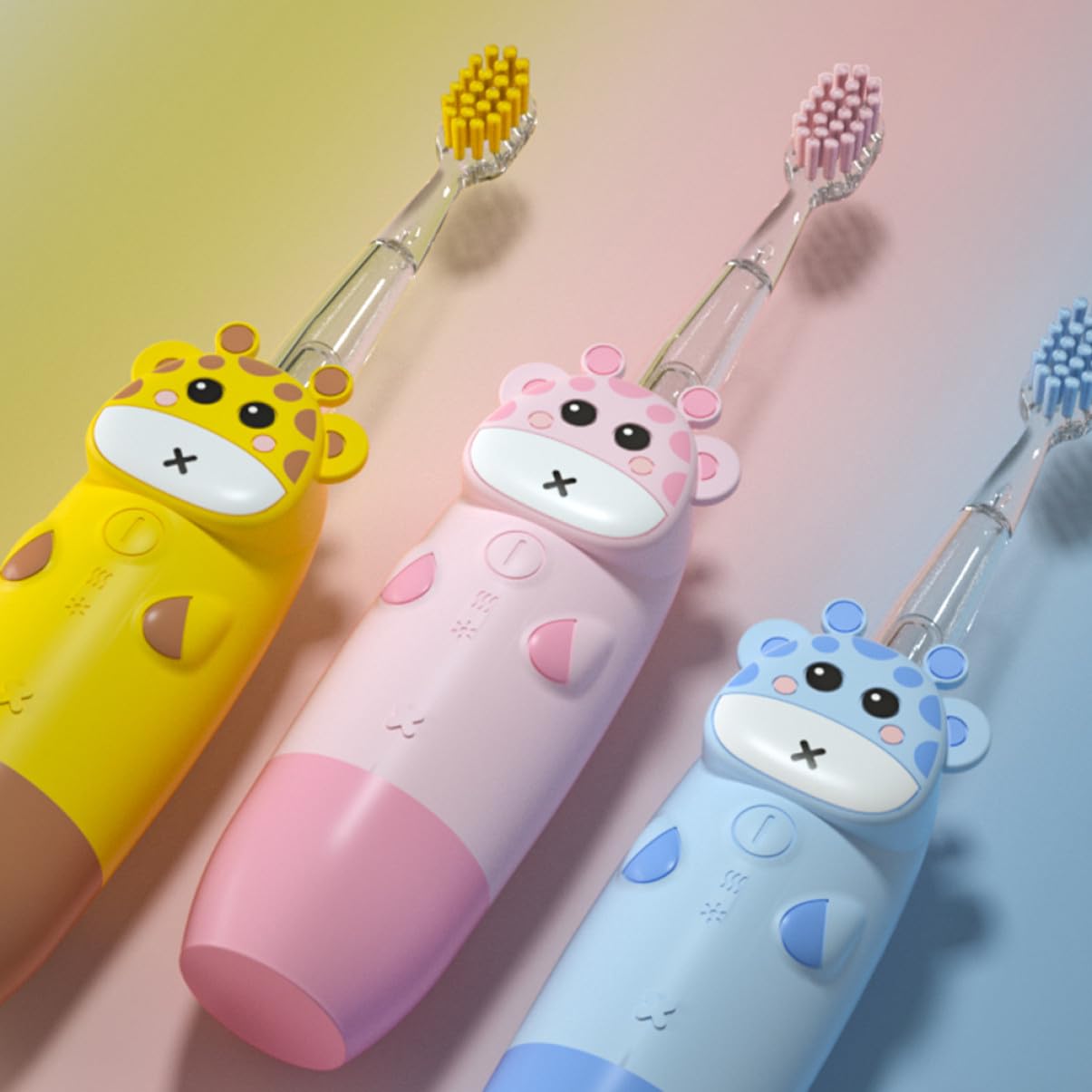 Cepillo de Dientes Sónico para Niños Rosa, 1 Set Infantil | Silicona y Pc, , Frecuencia Ajustable, Envío en Kit de 4 Piezas, Uso para Ñiño