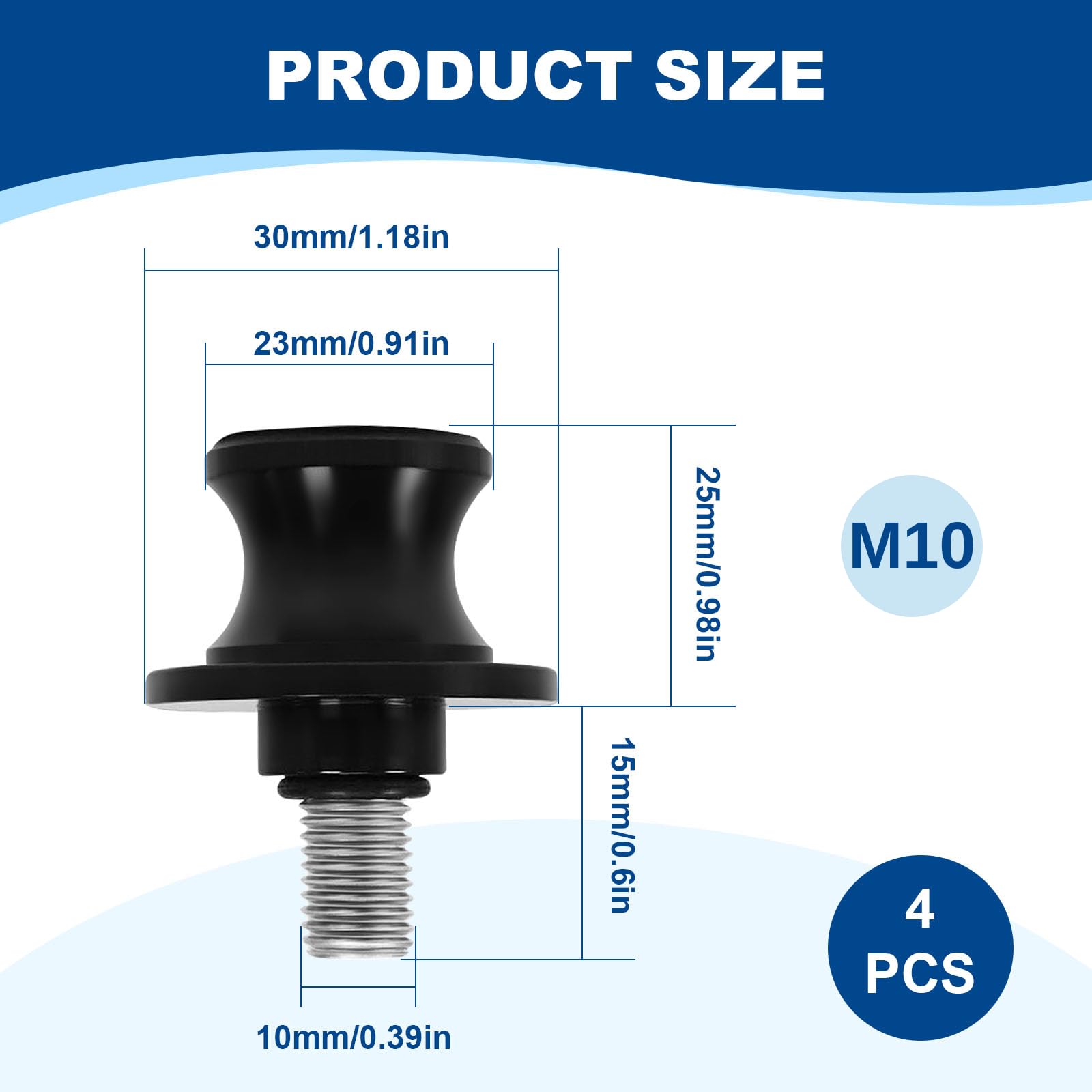 4 Piezas M10 eupdd Diábolos para Moto: 10mm Caballetes Traseros de Moto Aluminio CNC, Brazo Oscilante Motocicleta, Motocicleta CNC Soporte trasero, Diábolos Moto para Ayuda a proteger la Motocicleta