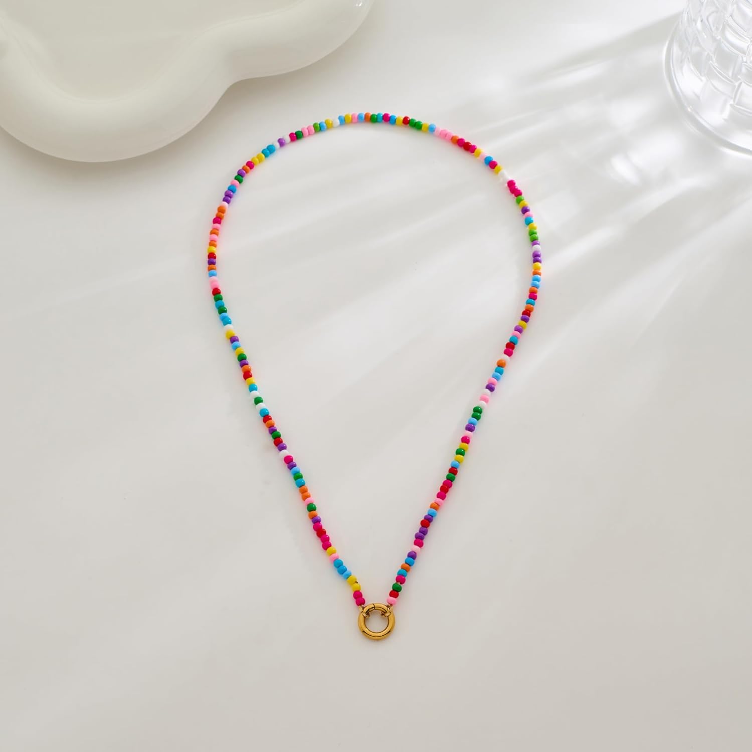 Colorful Beaded Chain Necklaces for Women - Boho Beaded Choker Necklaces, Colorful Bead Chain Jewelry | Anthropologie Jewelry for Women - Image 5