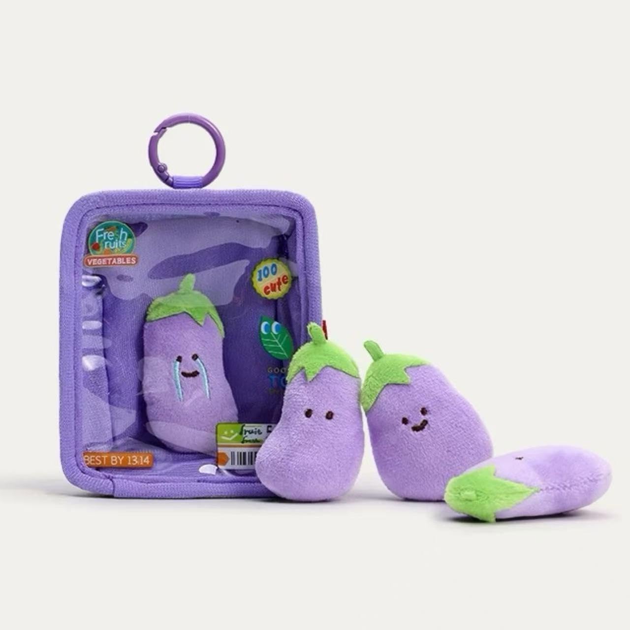 Plush Food Keychain Bag Charm with Zipper Pouch Cute Fruit Plush Charms,Portable Accessory for Handbags Backpacks image 2