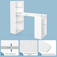 Vista 7 de Tangkula Escritorio blanco para computadora con estantería, escritorio de estudio con estantes de almacenamiento y soporte para CPU, estación