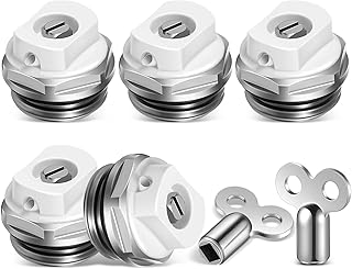 BBTO 5 Heizkörper Entlüftungsventile mit 2 Entlüftungsschlüssel 1/2 Zoll Vernickelt Messing Heizung Entlüftungsventil Manuell Heizungsventil Heizungsschlüssel Abgasdüse Entlüftungsstopfen Ventil