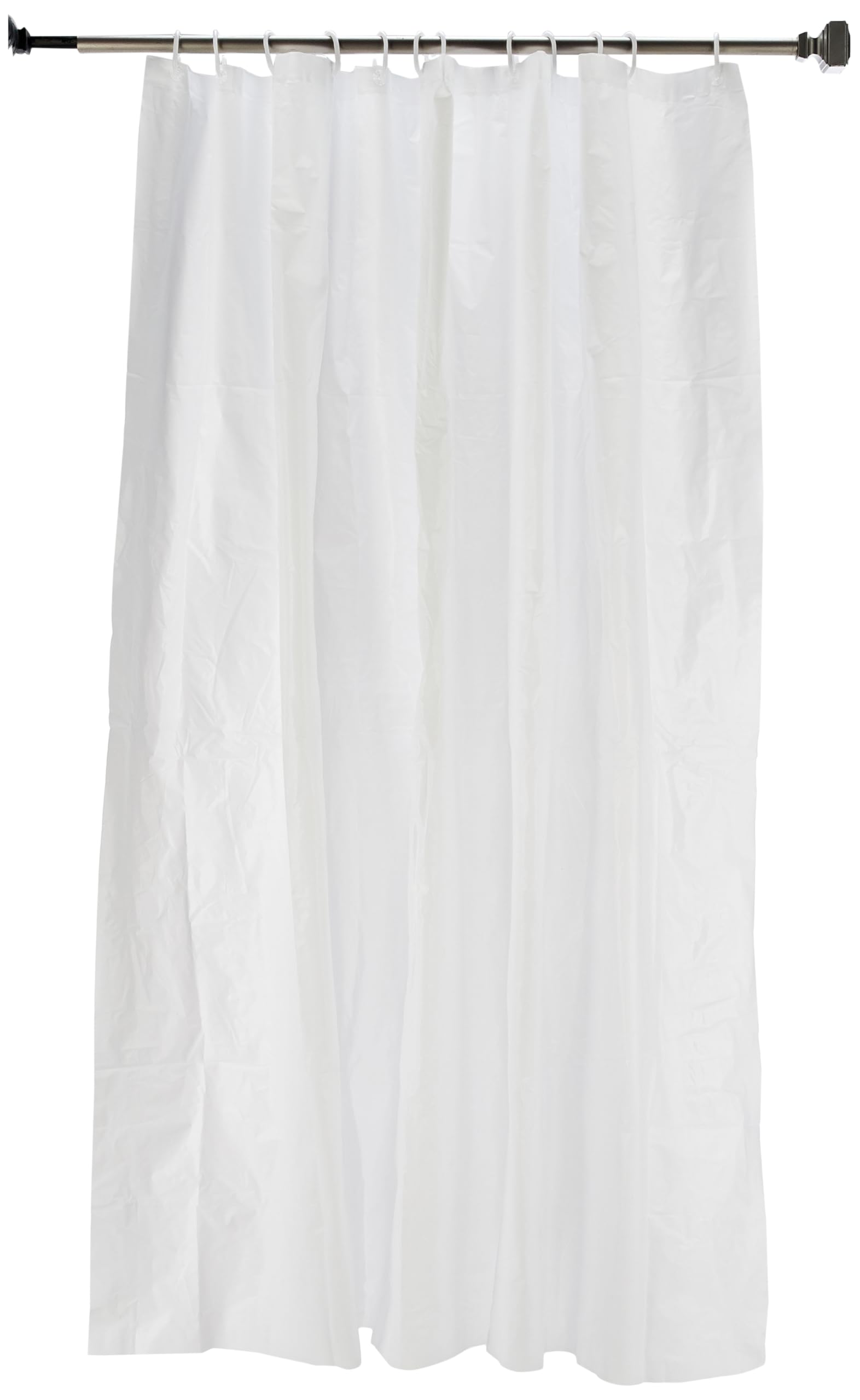 Amazon Brand - Solimo Heavy Duty Shower Opaque Curtain Liner with Hooks | Waterproof PVC | 8 Hooks (White) (185 X 178 Cm)