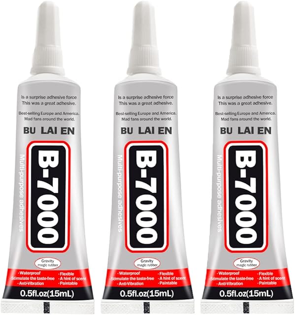 LA TIM'S B7000 Super Glue Adhesive, Multi-Function Glues Transperant Paste Adhesive Suitable for Phone Frame Bumper Jewelry Multi-Purpos (3X15ml)
