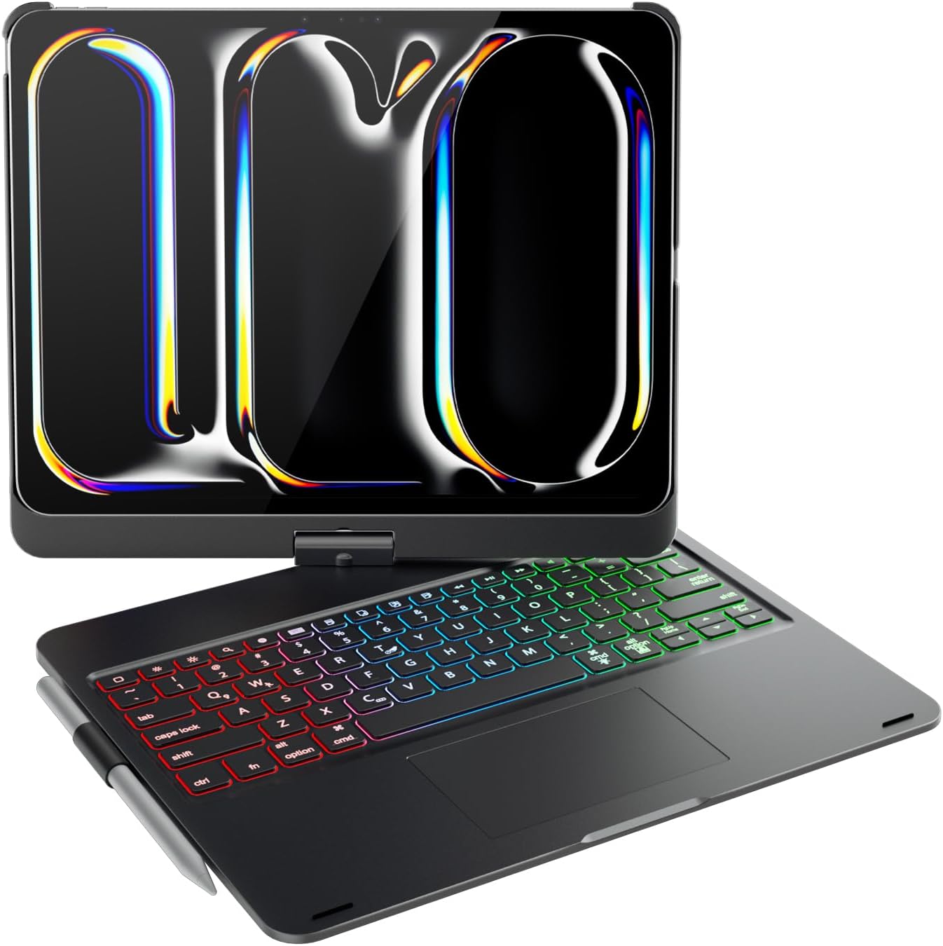 doqo iPad Pro 13 inch Case with Keyboard, Multi-Touch Trackpad, 7 Colors Backlight & 360 Rotatable, Thin & Light for iPad Pro 13 7th Gen