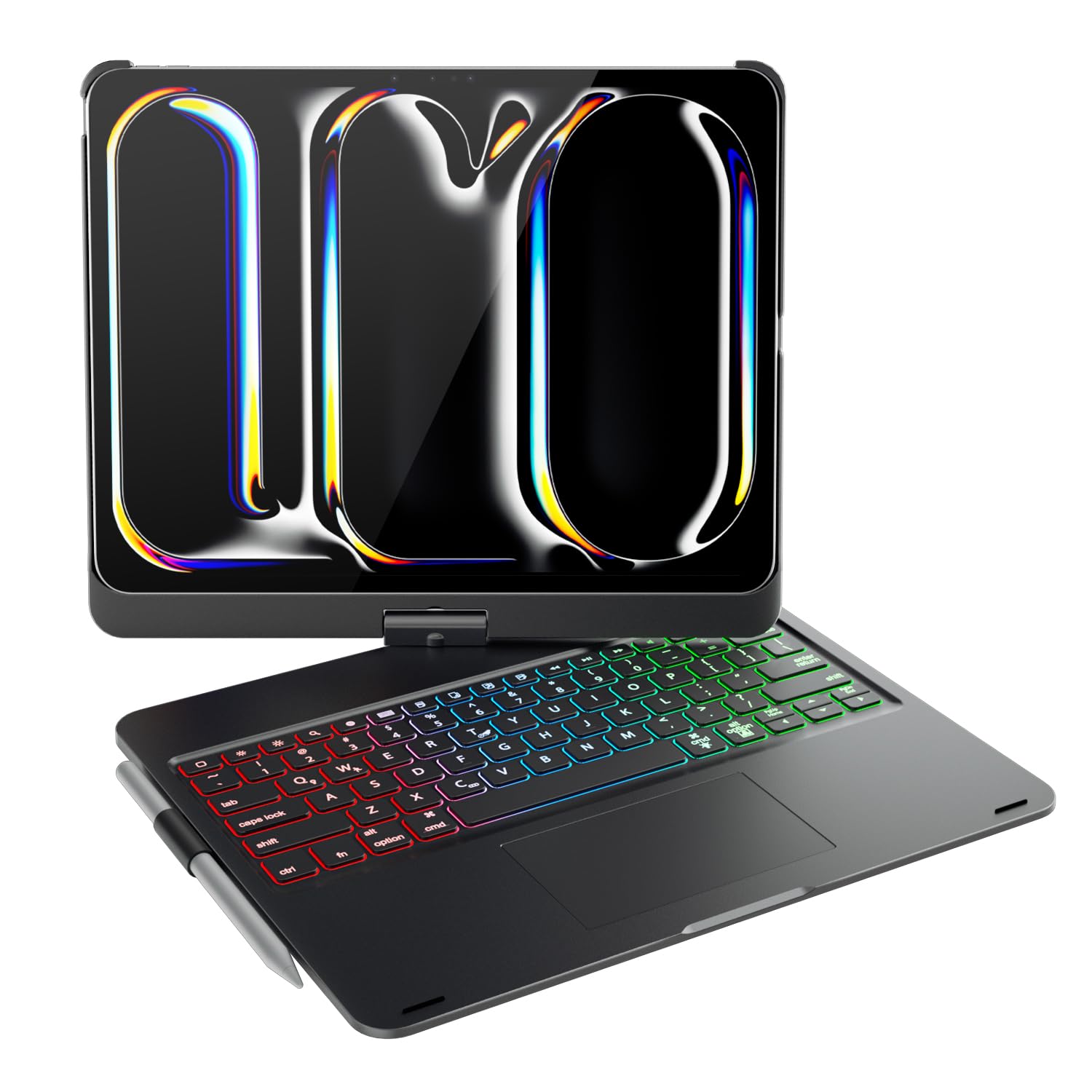 doqo iPad Pro 13 inch Case with Keyboard (M4, 2024),Keyboard case for iPad Pro 13 2024 with Multi-Touch Trackpad, 7 Colors Backlight & 360°Rotatable,Thin&Light for iPad Pro 13 M4 Black