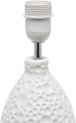 Miniatura 6 de Simple Designs LT2003-WHT - Lámpara de mesa ovalada de cerámica de estuco texturizada con pantalla de tela blanca, color blanco