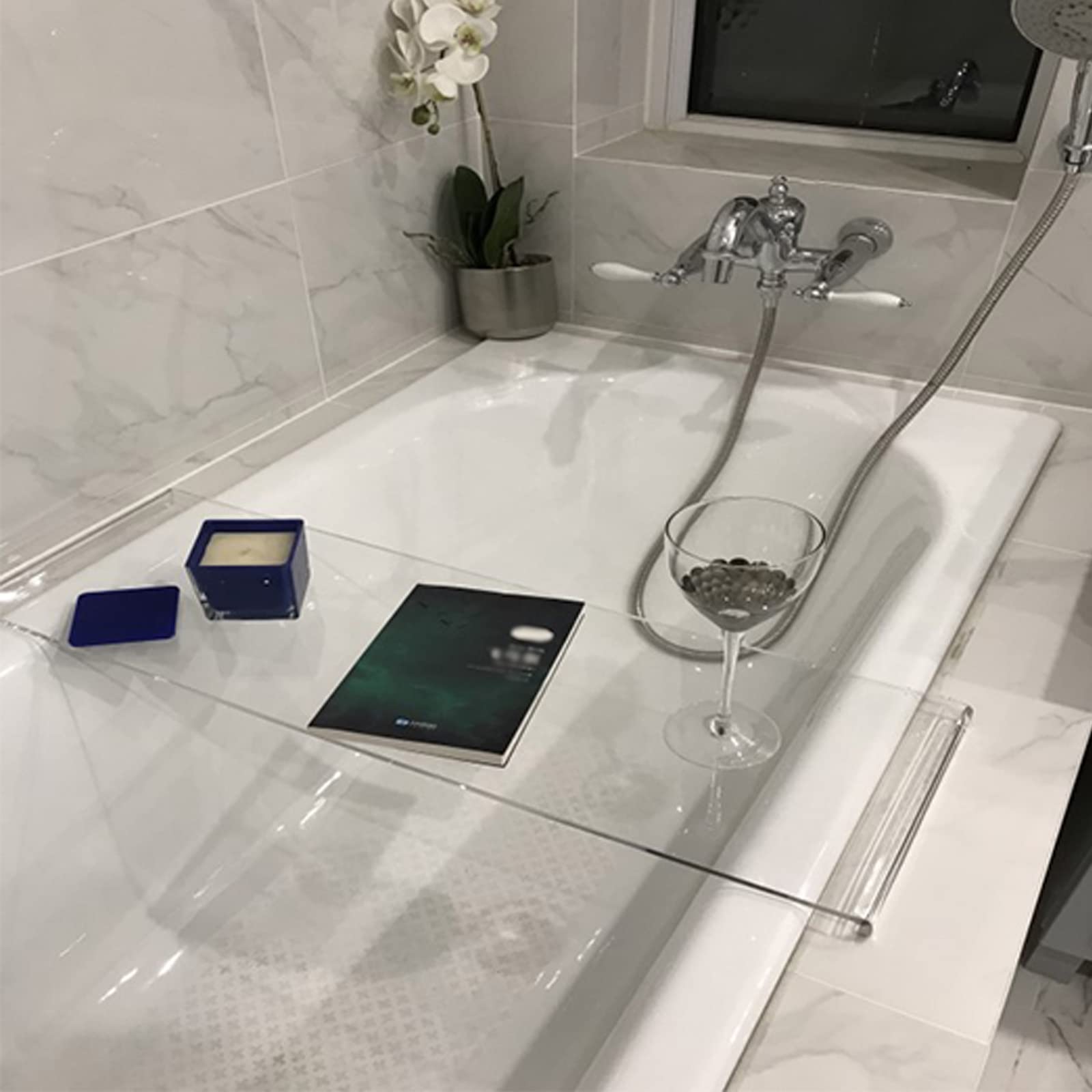 Badewannentabletts, (de:(Transparentes Badewannentablett aus Acryl, wasserdichte Ablage für die Badewanne, Badezimmerzubehör, Spa-Board, luxuriöser Badewannentisch, 29,5" L x 7,9 B x 2 H,