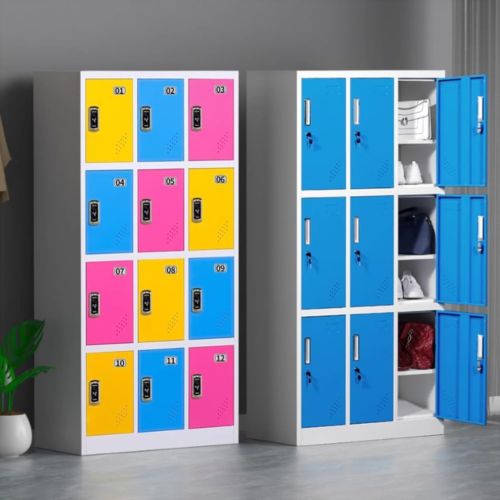 Armadietti per dipendenti in metallo, armadietto a 12 ante con chiavi per ufficio, palestra e scuola domestica, soluzione di archiviazione mobile sicura per aziende e riunioni