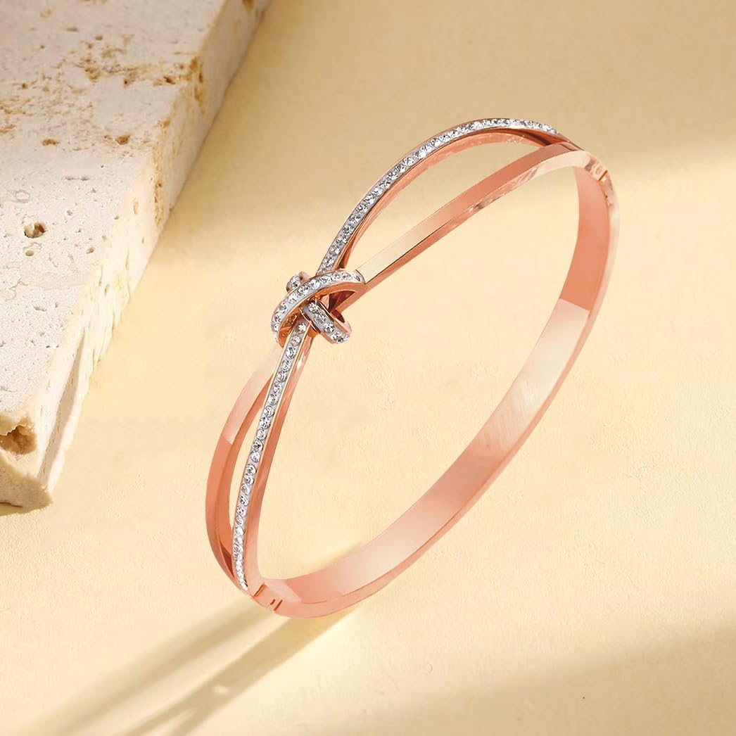 Dainty Bangle Bracelet for Women Personalized Cubic Zirconia Love Bracelets Tiny Waist Oval Bangles Bracelets Gifts for Love - Image 2