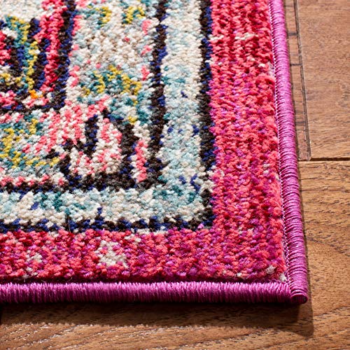 Safavieh Distressed Rug for Living Room Dining Room Bedroom - Madison Collection Short Pile Fuchsia and Blue 30 x 72 Inch - Image 4