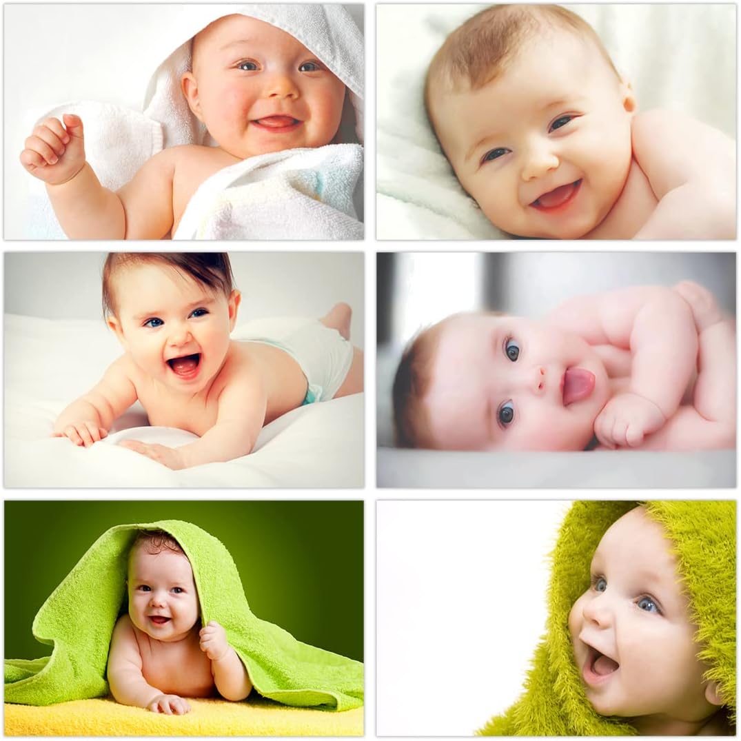 PRINTNET Set of 6 Cute baby Poster | Poster for Pregnant Women | HD Baby Wall Poster for Room Decor, Multicolour, 12 x 18 Inch