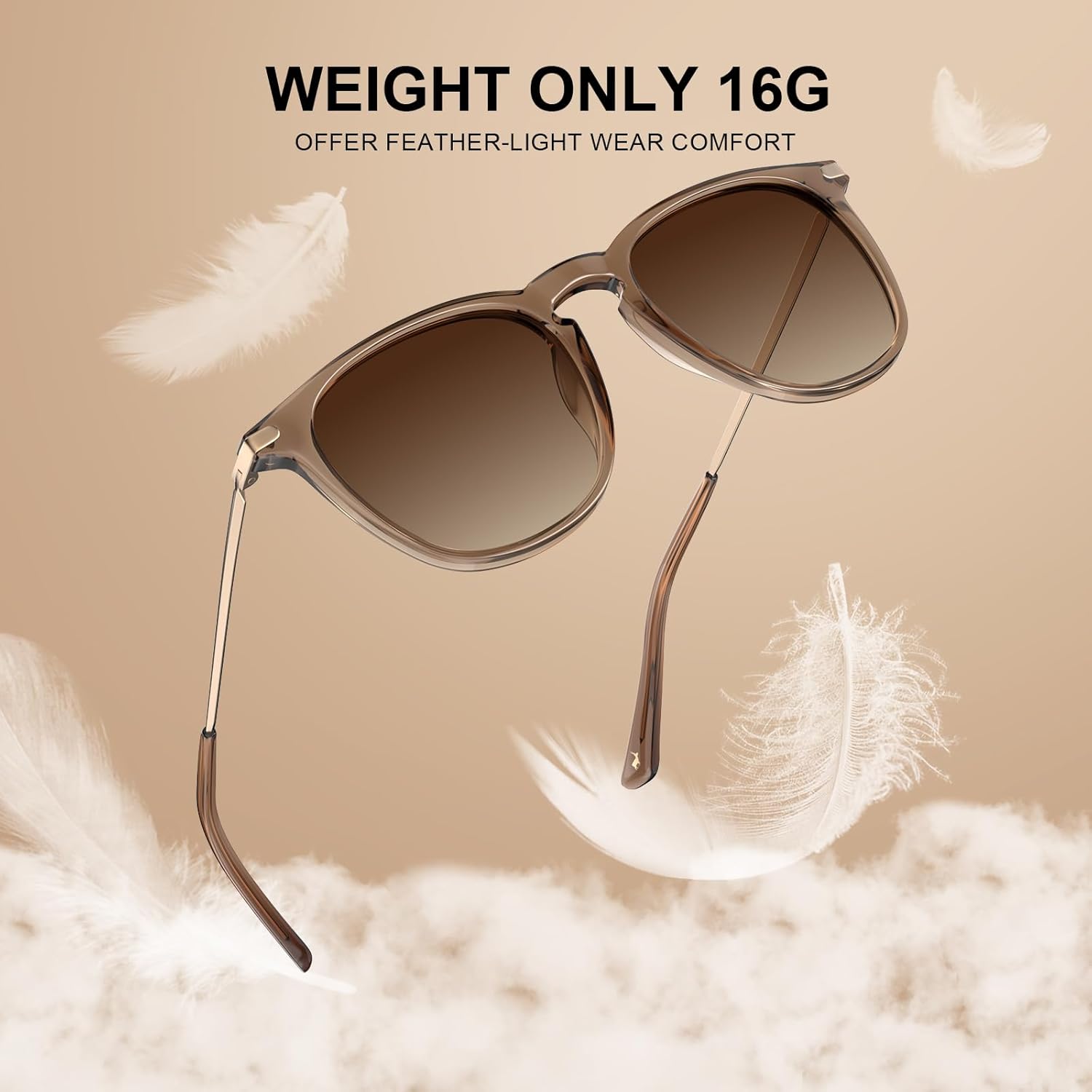 CARFIA Retro Lightweight Polarized Sunglasses for Women UV Protection, Square Ladies Sunnies Outdoor Driving Eyewears CA32R