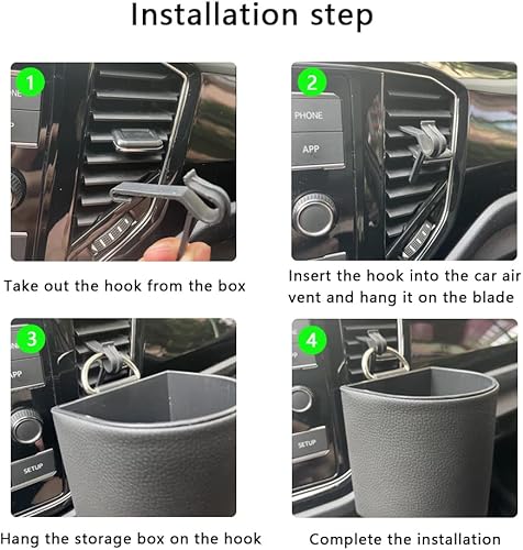 Miniatura 5 de Bolsa de almacenamiento para ventilación de aire del automóvil, organizador de cajas para lentes de sol, bolsillo de cuero para automóvil, soporte