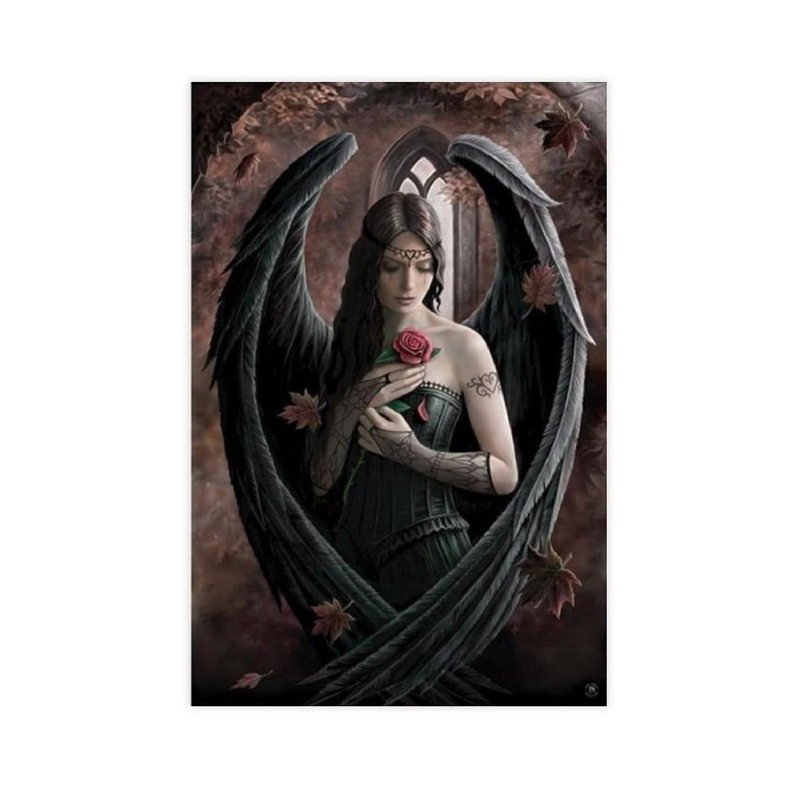 ART Anne Stokes Angel Rose Canvas Poster Bedroom Decor Sports Landscape Office Room Decor Gift Unframe:12×18inch(30×45cm)