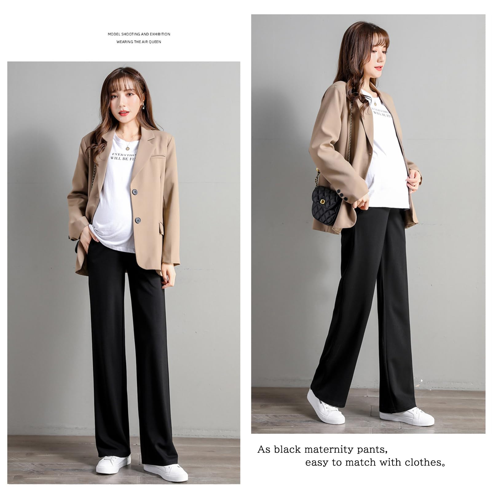 Pantalon de maternité Pantalon Slim Jambe Large Ceinture Ajustable Mode Confortable