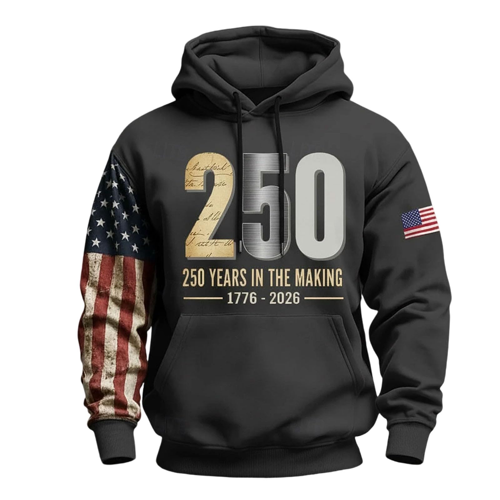 Ropa De Verano Hombre Sudadera con Capucha Y Estampado America para Hombre, Estilo Casual, 2026, Conmemorativa del Aniversario. Heavy (Dark Gray, L) Deportiva Cortavientos Oversized